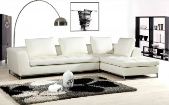 Ivory, Black or Brown Full Leather Sectional Sofa W/Tufted Seat [KCSS-882-Ivory]