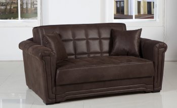 Chocolate Specially Treated Microfiber Modern Loveseat Bed [IKSB-VICTORIA-Chocolate]