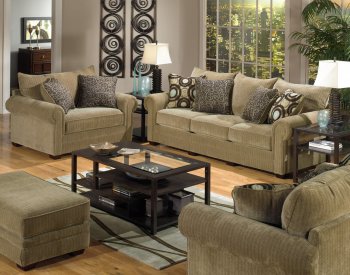 Multi-Tone Chenille Fabric Modern Sofa & Loveseat Set w/Options [JFS-4342 Anniston]