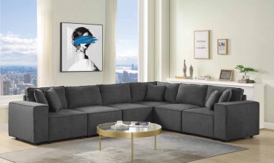 Silvester Modular Sectional Sofa 56870 in Gray Fabric by Acme
