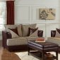 Two-Tone Modern Living Room w/Soft Light Brown Fabric Seats