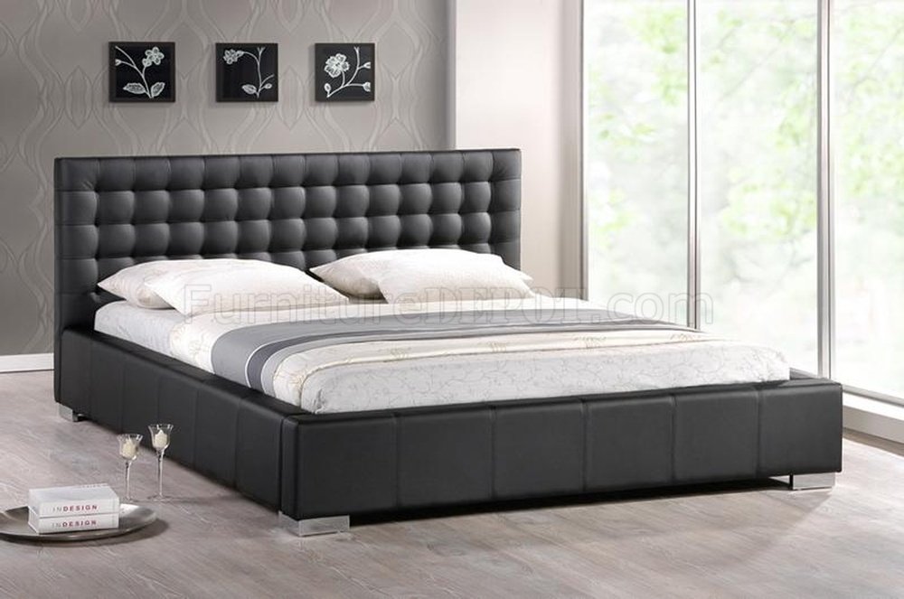 Madison Platform Bed in Black Faux Leather - Wholesale Interiors