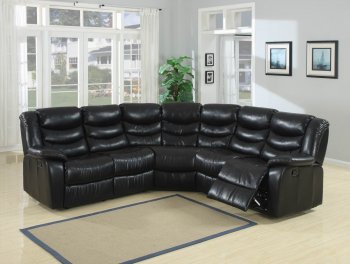 Black Durable Bonded Leather Modern Reclining Sectional Sofa [PNSS-M400]