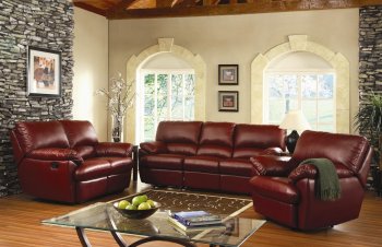 Burgundy or Black Bonded Leather Reclining Livng Room Sofa [HLS-U641]