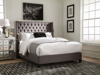 Bancroft Bed 301405 in Grey Fabric by Coaster [CRBS-301405-Bancroft Grey]