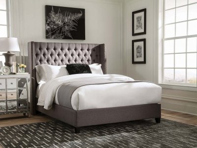 Bancroft Bed 301405 in Grey Fabric by Coaster