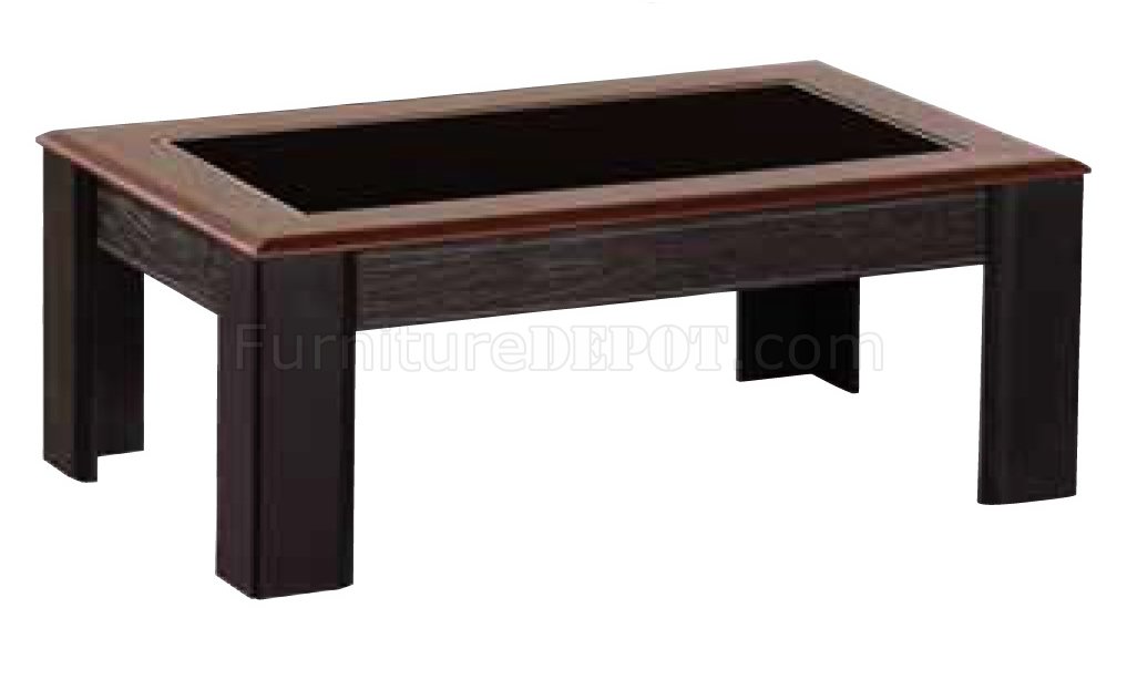Brown Solid Wood Modern Coffee Table W Glass Top