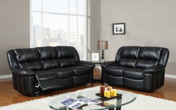 U9966 Reclining Sofa Black Bonded Leather - Global Furniture USA [GFS-U9966]
