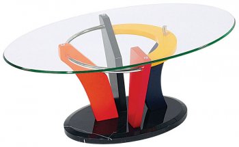 Colorful Artistic Coffee Table with Oval Glass Top [GFC-354430CMC]