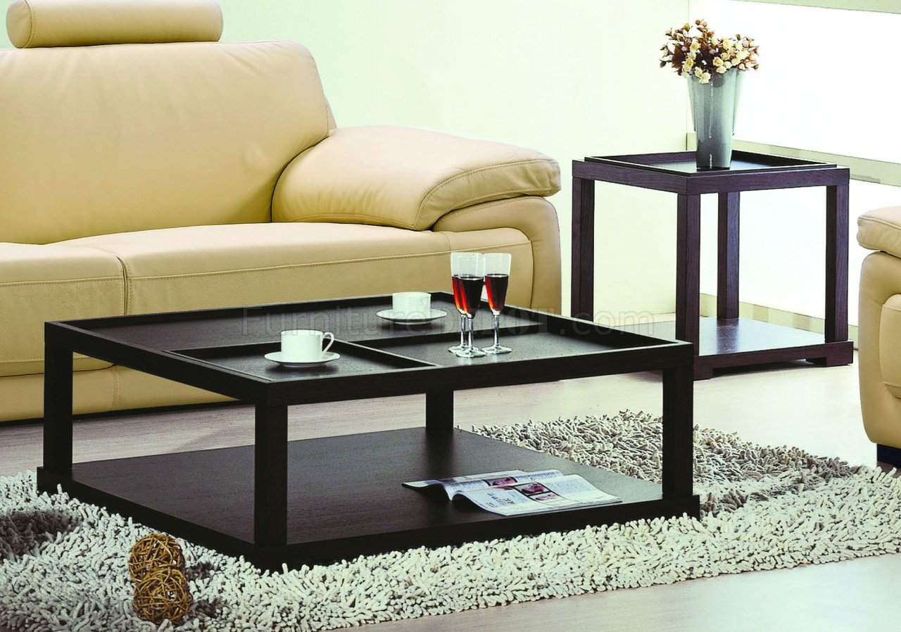 Wenge Finish Stylish Coffee/End Table With Removable Tray - Click Image to Close