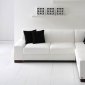 White Bonded Leather Modern Sectional Sofa w/Wood Legs