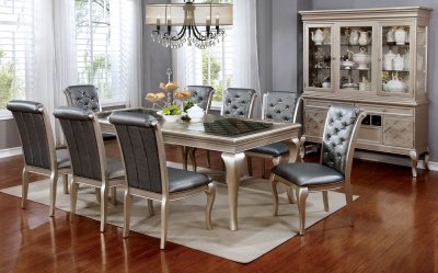 Amina CM3219 Dining Table in Champagne w/Options