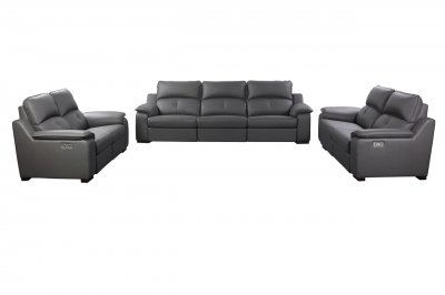 Thompson Power Motion Sofa in Gray Leather by Beverly Hills