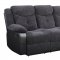 U1566 Motion Sofa Dark Grey Fabric & Black PU - Global w/Options