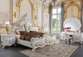 Vanaheim Bedroom BD00671EK in Antique White & Beige PU by Acme [AMBS-BD00671EK Vanaheim]