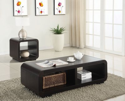 700794 Coffee Table & End Table 2Pc Set in Cappuccino by Coaster