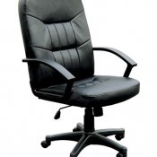 Black Color Faux Leather Contemporary Office Chair