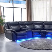 FD412 Power Motion Sectional Sofa in Black PU Leather by FDF