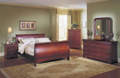 Cherry Finish Bedroom With Massive Wood Design