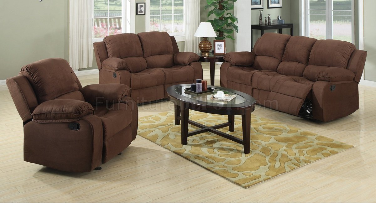 7191 Reclining Sofa in Brown Microfiber w/Options - Click Image to Close