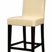 Beige Faux Leather Bar Stool With Wooden Legs