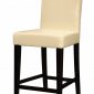 Beige Faux Leather Bar Stool With Wooden Legs