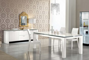 Diamond White Dining Table by Rossetto w/Options [Rossetto-Diamond Dining White]