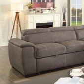 Patty Sectional Sofa CM6514BR in Ash Brown Faux Nubuck Fabric
