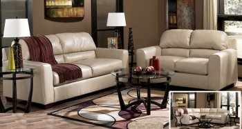 Taupe Color Leather Match Modern Sofa And Loveseat Set [JTS-94203]