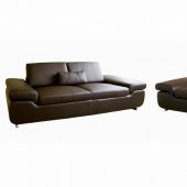 Ultra Modern 2 Pc Sofa & Loveseat Set in Brown Leather