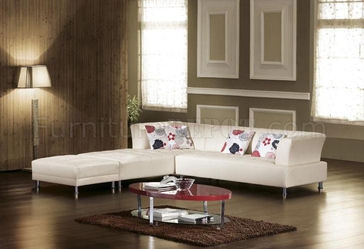 Off White Bonded Leather Modern, Sectional Leather Sofa Set