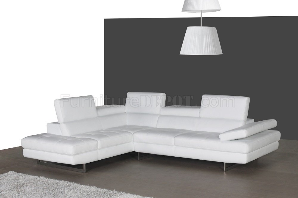 A761 Snow White Leather Sectional Sofa, Used White Leather Sectional Sofa