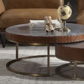 Tamas Coffee Table Set 84885 in Aluminum & Leather by Acme