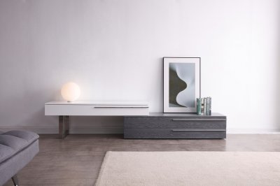Hudson TV Stand in Grey & White by J&M Furniture