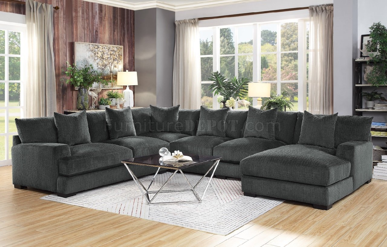 Worchester Sectional Sofa 9857dg In, Dark Gray Sectional Sofas