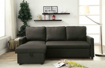 Hiltons Sectional Sofa w/Sleeper 52300 in Charcoal Linen by Acme [AMSS-52300 Hiltons]