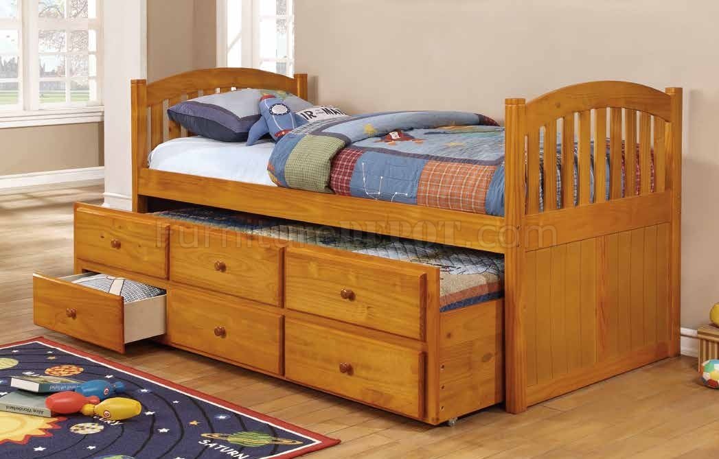5100 Twin Captain's Bed in Honey w/Trundle - Click Image to Close