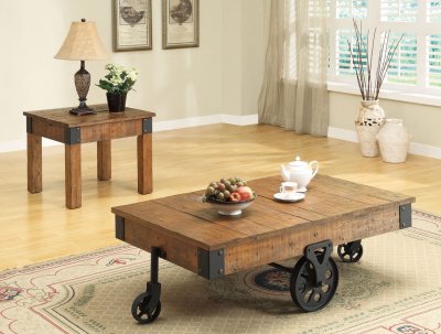 701458 Coffee Table 3Pc Set in Distressed Wood by Coaster