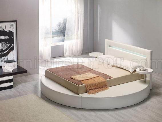 Round Leatherette Platform Bed Palazzo, King Size Bed With Nightstands Attached