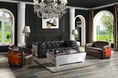 Brancaster Sofa LV02285 Antique Slate Leather by Acme w/Options