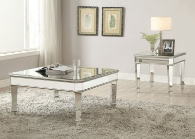 703938 Coffee Table 3Pc Set in Silver Tone by Coaster