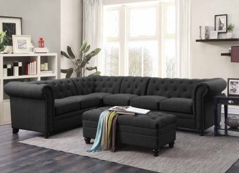 Roy Sectional Sofa 500292 in Grey Fabric by Coaster w/Options [CRSS-500292 Roy]