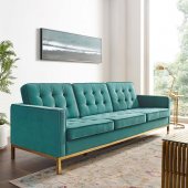 Loft Sofa in Teal Velvet Fabric by Modway w/Options