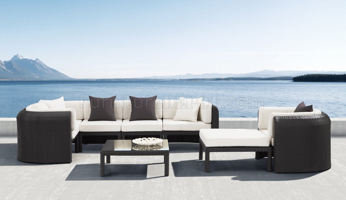 Black White Modern Outdoor 5pc, Modern Modular Outdoor Furniture