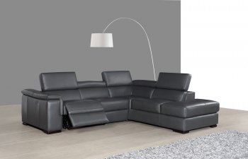 Agata A966 Sectional Sofa in Grey Premium Leather by J&M [JMSS-Agata A966]
