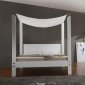 White Finish Modern Canopy Bed w/Glossy Headboard & Frame