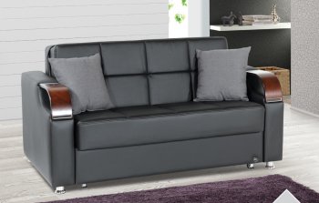 Caprio Loveseat Bed in Black Bonded Leather w/Optional Chair Bed [RNLB-Caprio Bonded Black]