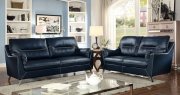 Nichola Sofa CM6008BL in Dark Blue Leatherette w/Options