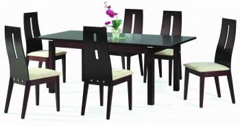 Dark Walnut Modern Dining Table w/Optional Side Chairs [NSDS-510004]