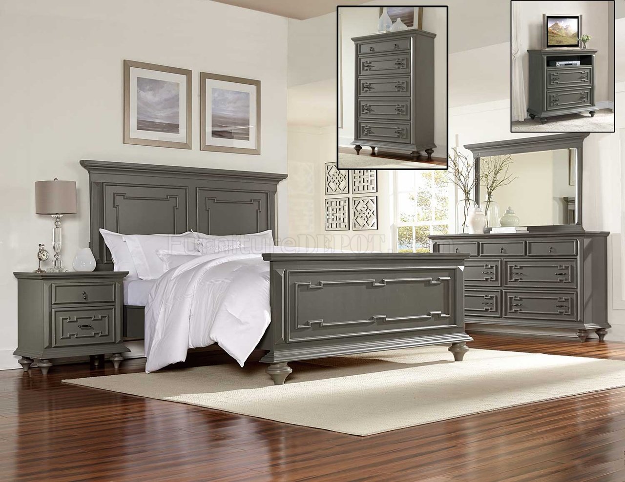 Marceline Bedroom 1866 in Grey by Homelegance w/Options - Click Image to Close